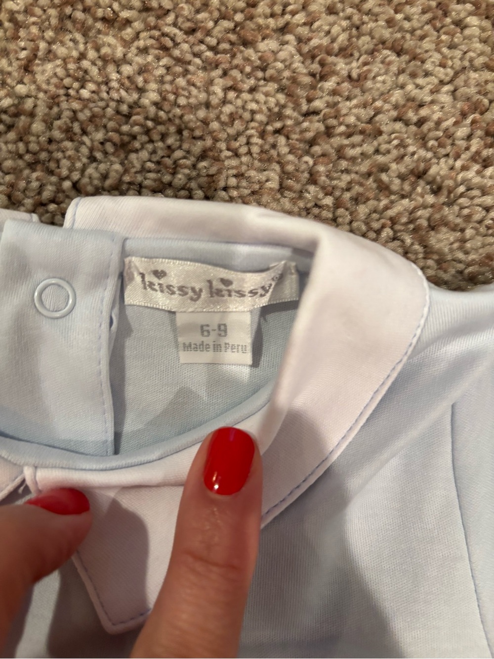 Kissy Kissy Pale Blue Romper with White Peter Pan Collar - Picture 3 of 5